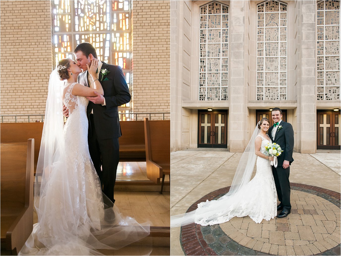 bride and groom at St. Juliana's Church