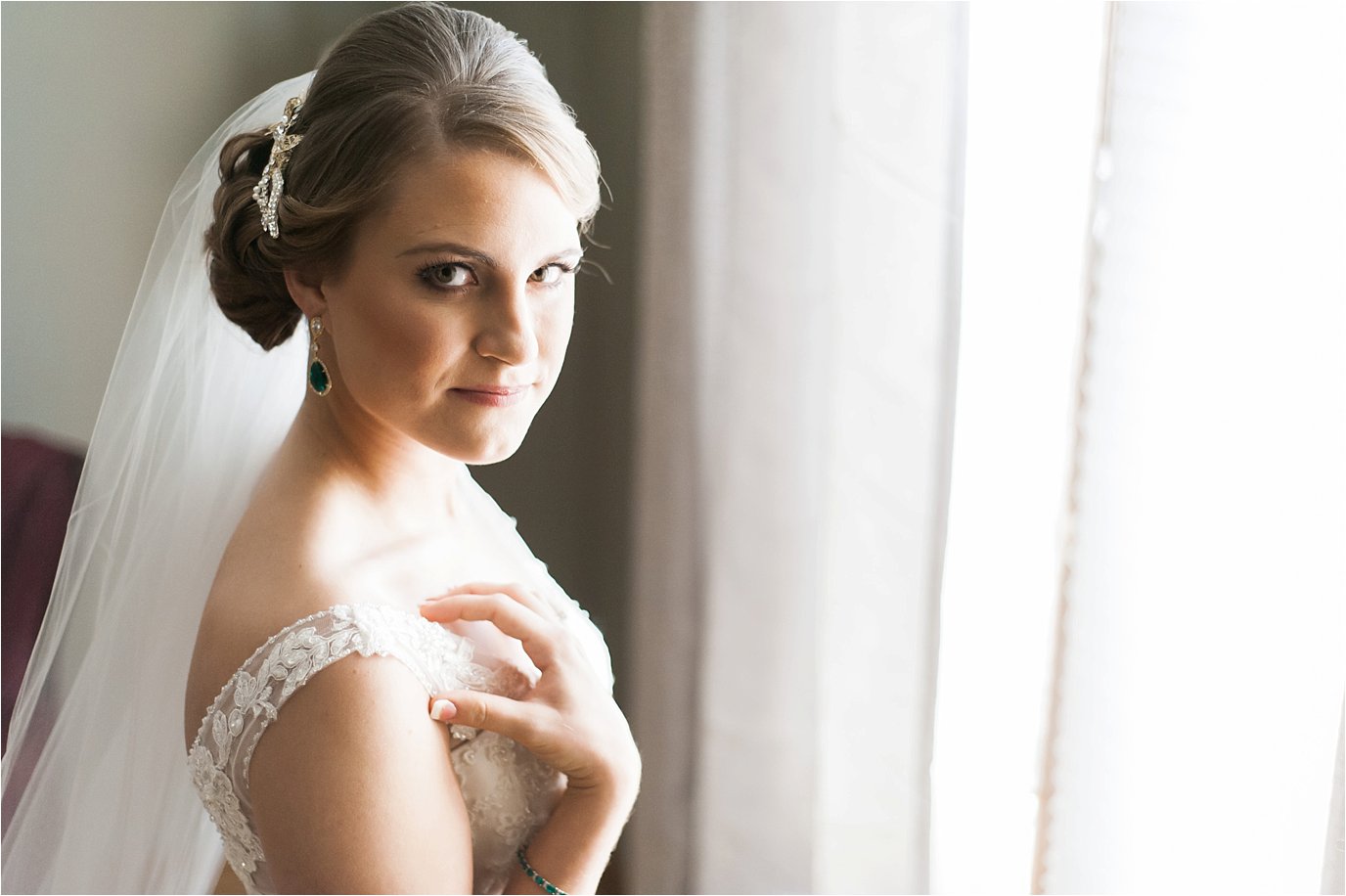 bride looking at camera