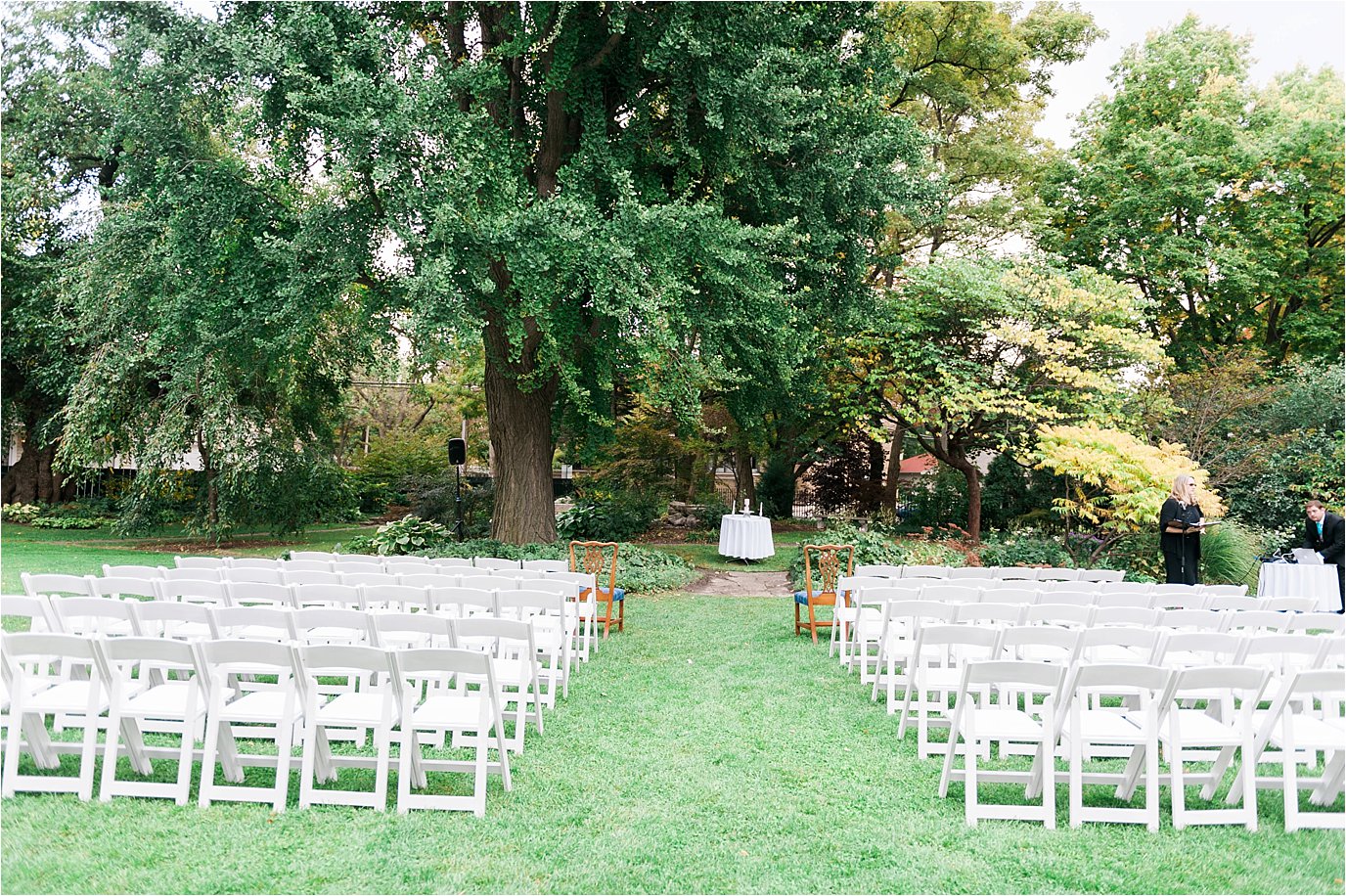 Outdoor ceremony at Cheney Mansion