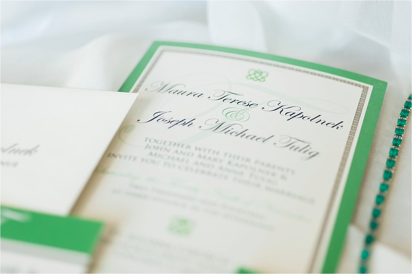 Irish green wedding invitation